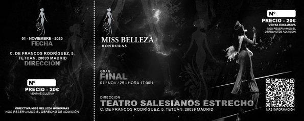 Entradas Miss Belleza Honduras Gala de Coronación